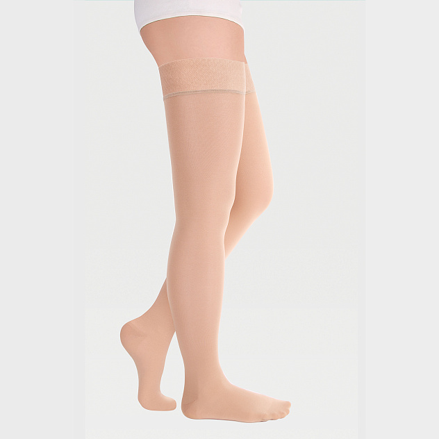 Чулки компрессионные прозрачные на широкое бедро (закрытый носок) 1 класс Idealista ID-300TW